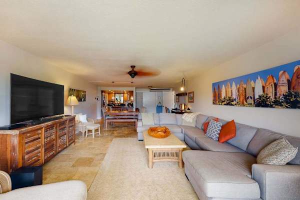 Spacious living room creates a welcoming setting for restful evenings