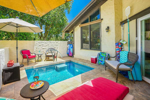 Private backyard oasis with plunge pool.