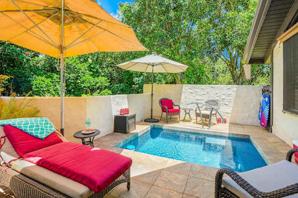 Private backyard oasis with plunge pool.