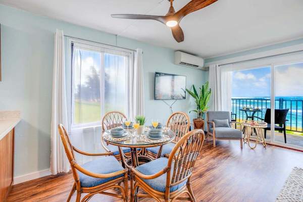 Bright Dining Area By The Ocean