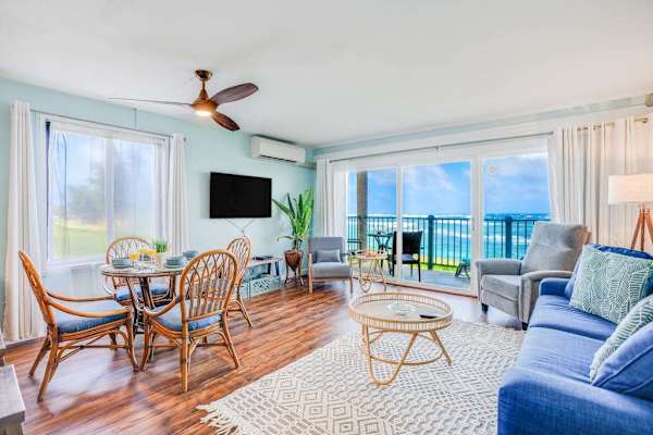 Airy Living Room With Oceanfront Views