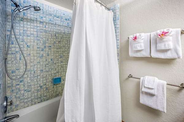 Guest bathroom with tub/shower combo.