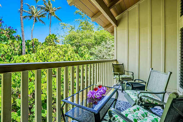 Sit in the morning and drink your coffee while taking in this lush tropical paradise.