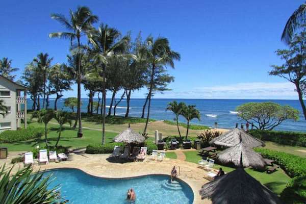 Refreshing resort pool perfect for cooling off under the Hawaiian sun.
