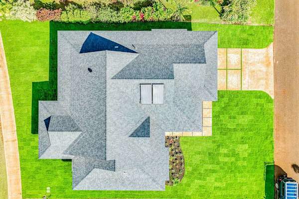 Aerial view showcasing the entire property