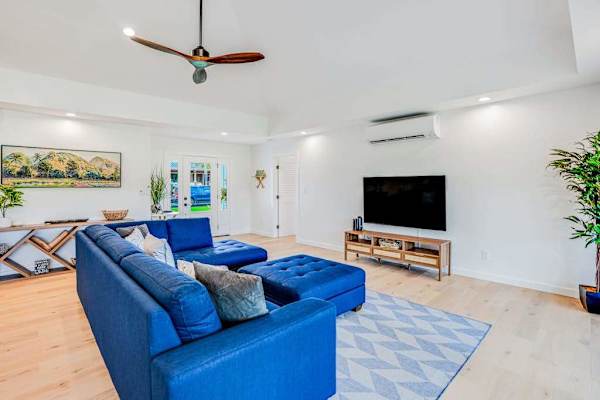 Bright living room with comfortable seating
