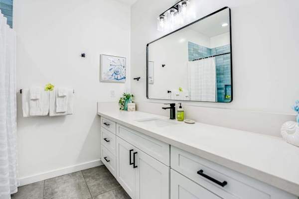 Modern bathroom with double vanity