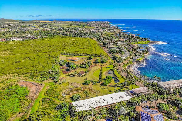 Scenic aerial views of Kauai's coastline