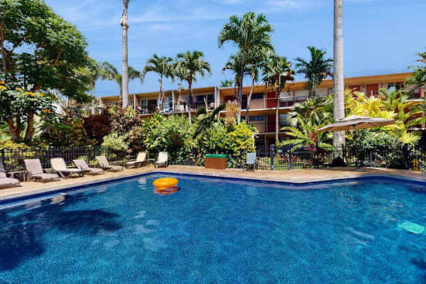 Sparkling pool surrounded by tropical beauty