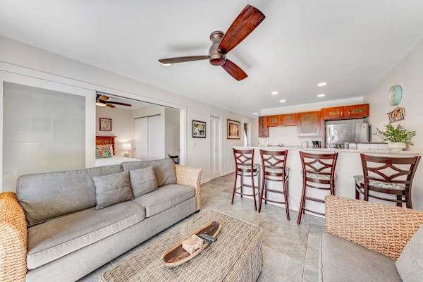 Cozy living room with sofa for unwinding after adventures