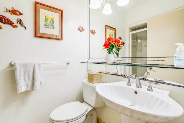 Full bathroom with walk-in shower for added convenience