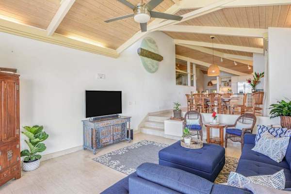 Open living space designed for relaxing after beach adventures