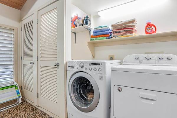 Pack lighter with convenient in-unit laundry available anytime