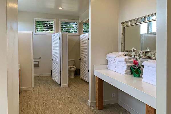 Bright guest bathroom with modern fixtures for comfort