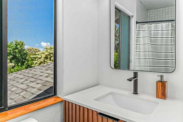Spa-Inspired Vanity With Garden Views