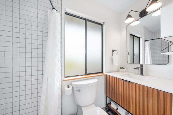 Bright Bathroom With Walk-In Shower