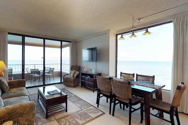 Dining room with seating for five with a view.