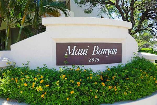 Welcome to Maui Banyan surrounded by colorful tropical landscaping