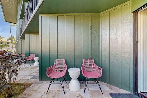 Lanai with outdoor seating for enjoying fresh air