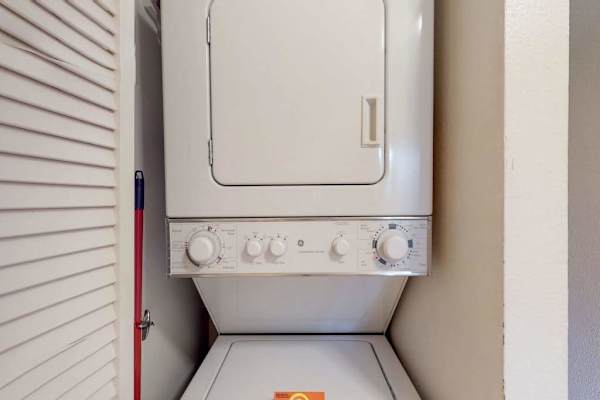 Convenient in-unit laundry for easy extended stays