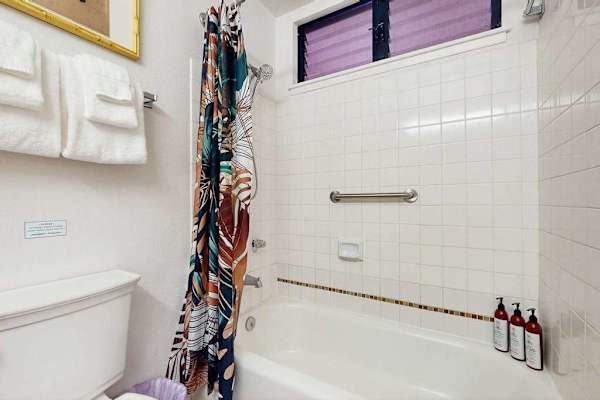 Bright Bathroom With Tub And Shower