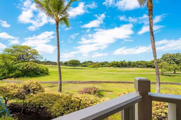 Enjoy tranquil golf course views surrounded by tropical greenery