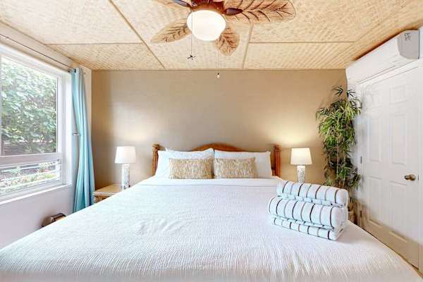 Bright bedroom with peaceful garden views