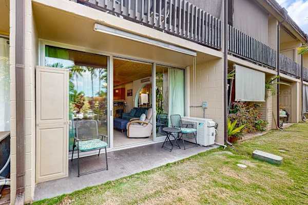 Ground-floor lanai with direct lawn access