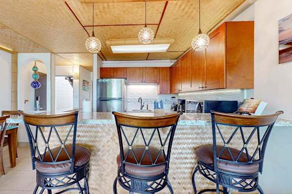 Kitchen with bar seating for four
