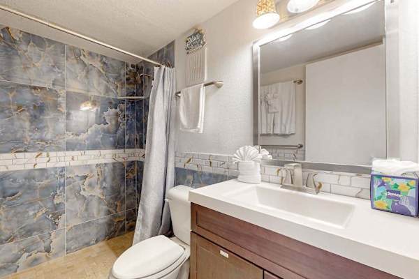 Modern bathroom with walk-in shower
