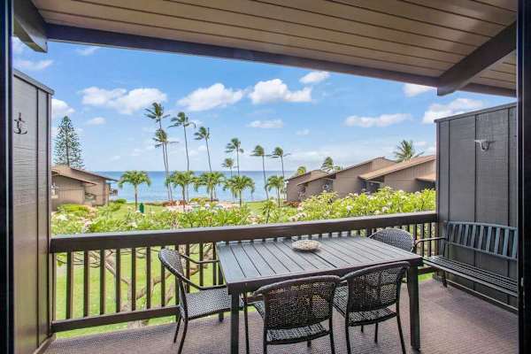 Private lanai with a view of paradise.