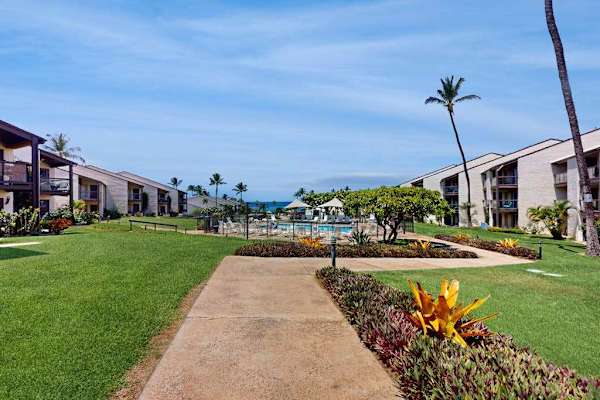 Scenic Walkway Through Tropical Grounds