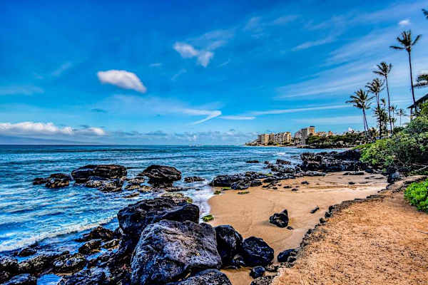 Picturesque Rocky Cove With Sandy Shoreline