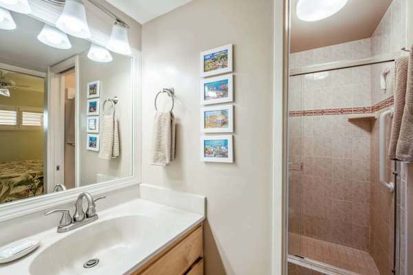 Bright En-Suite Bathroom Featuring Walk-In Tile Shower