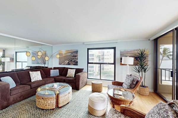 Spacious living room filled with natural light