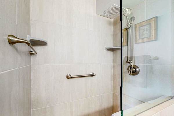 Walk-in shower with modern finishes
