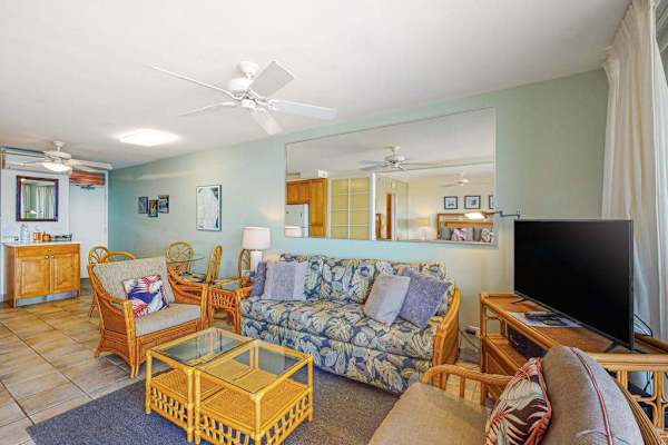 Open living area with tropical charm
