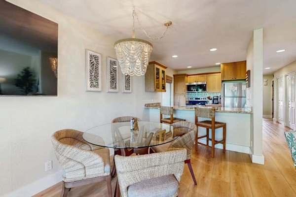Spacious dining area in an open-concept layout