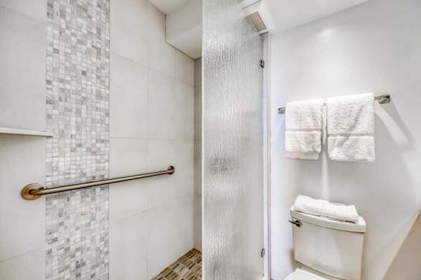 Walk-in shower with convenient seating