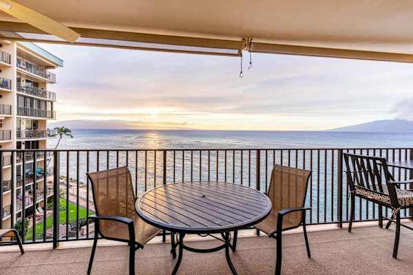 Private lanai that will be just the place to sip a morning cup of coffee or an evening glass of wine as the sun goes down. 