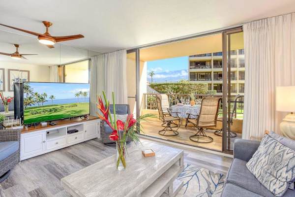 Relax in the comfortable living space or lanai