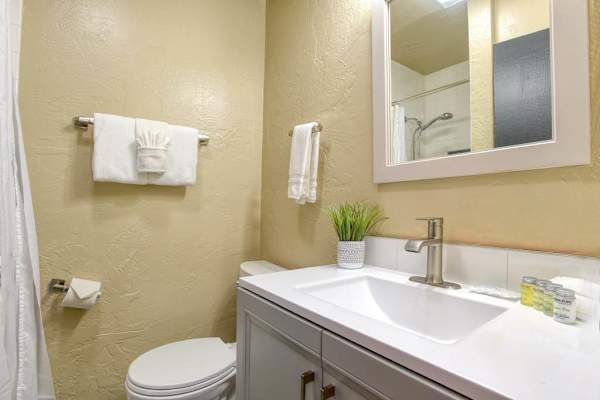 Second bathroom with matching style and natural light