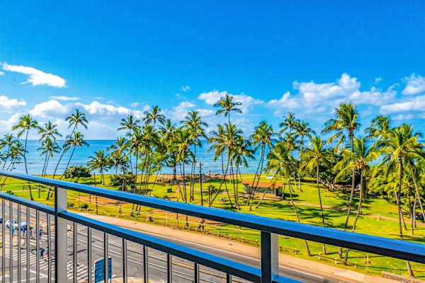 Unobstructed ocean and palm tree views from your private lanai