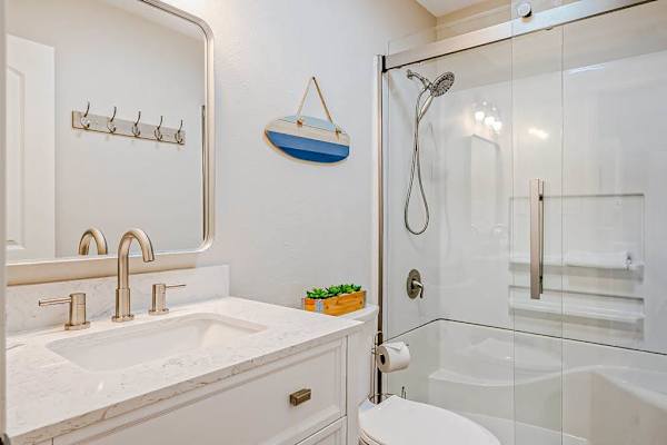 Fresh Full Bathroom With Tub And Shower