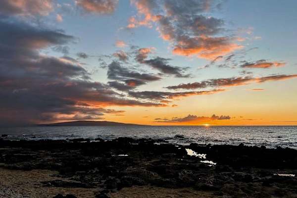 Sunset view, overlooking the ocean