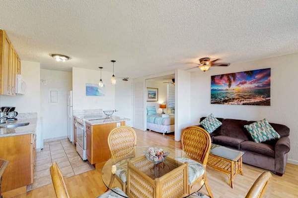 Cook and dine together in one inviting open space
