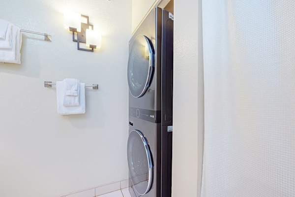Washer and dryer provide convenient laundry access for guests