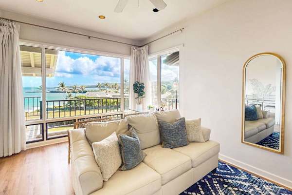 Bright Living Room Framed By Ocean Views