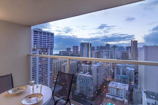 Start your morning with fresh coffee and beautiful skyline views in the distance.
