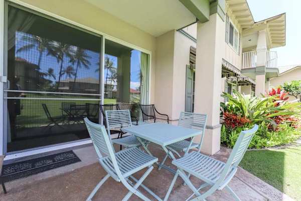 Enjoy fresh air and good company in this comfortable outdoor dining space.